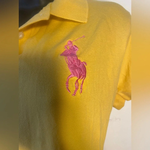 RESERVED Ralph Lauren Polo|| Yellow and Pink the skinny polo, Size large - Picture 5 of 8